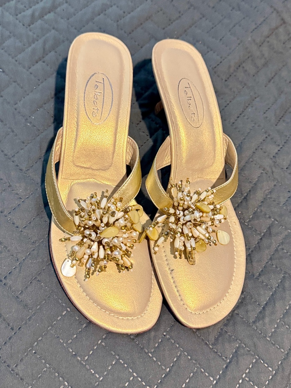 Talbots Gold Jeweled Sandals - NEW